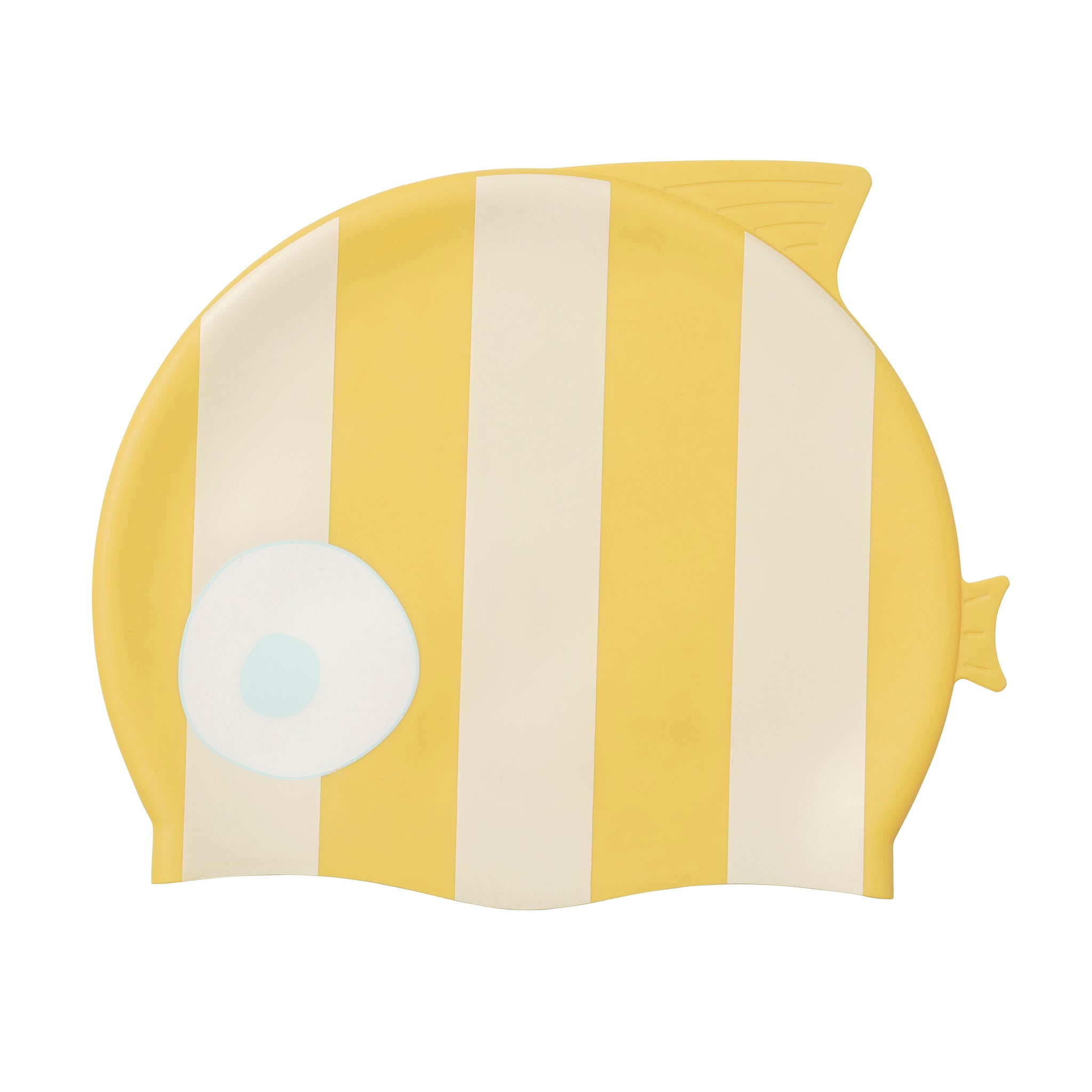 Swimming Cap - Finn the Fish Mustard Stripe