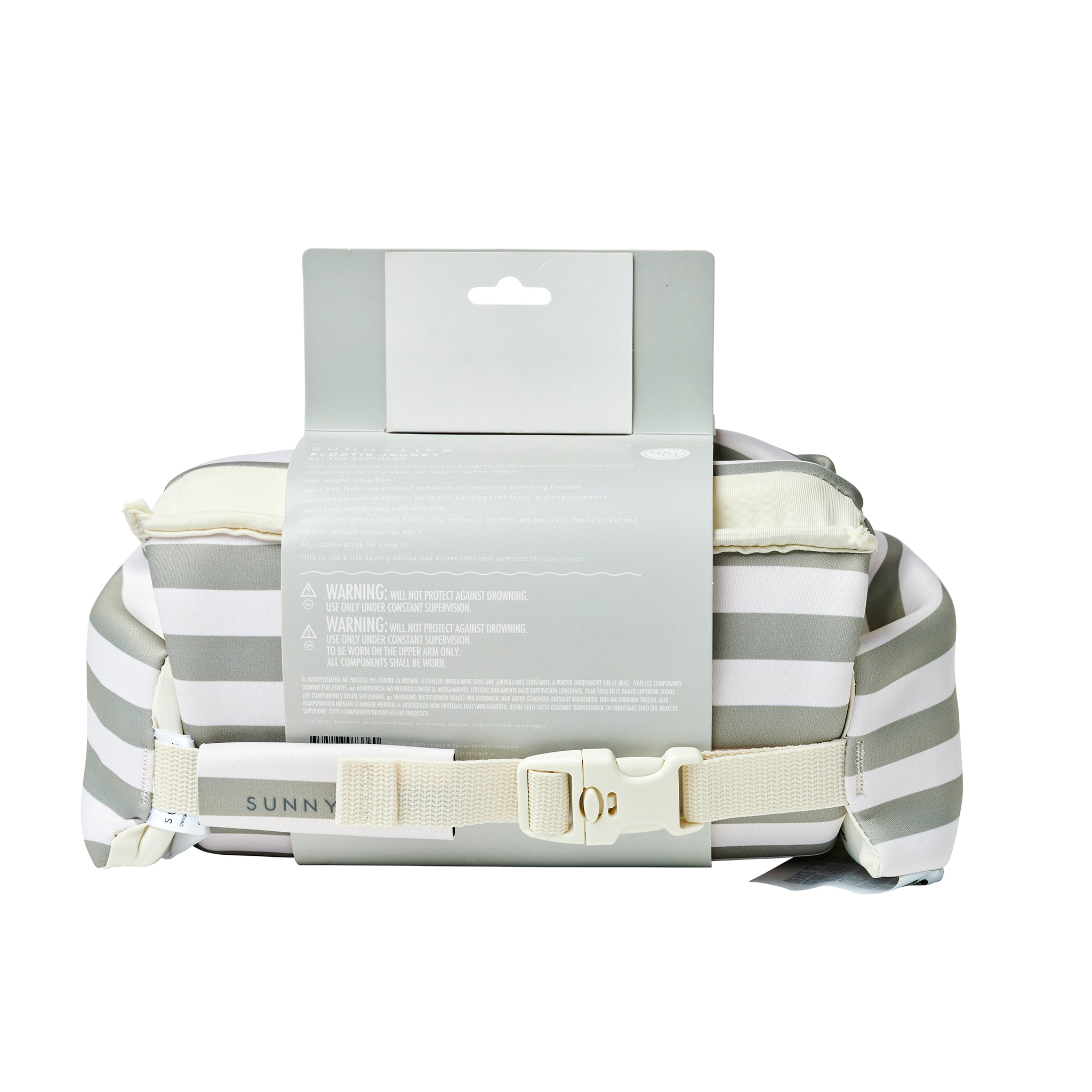 Floatie Jacket 3-6 - Eli the Elephant Green Stripe