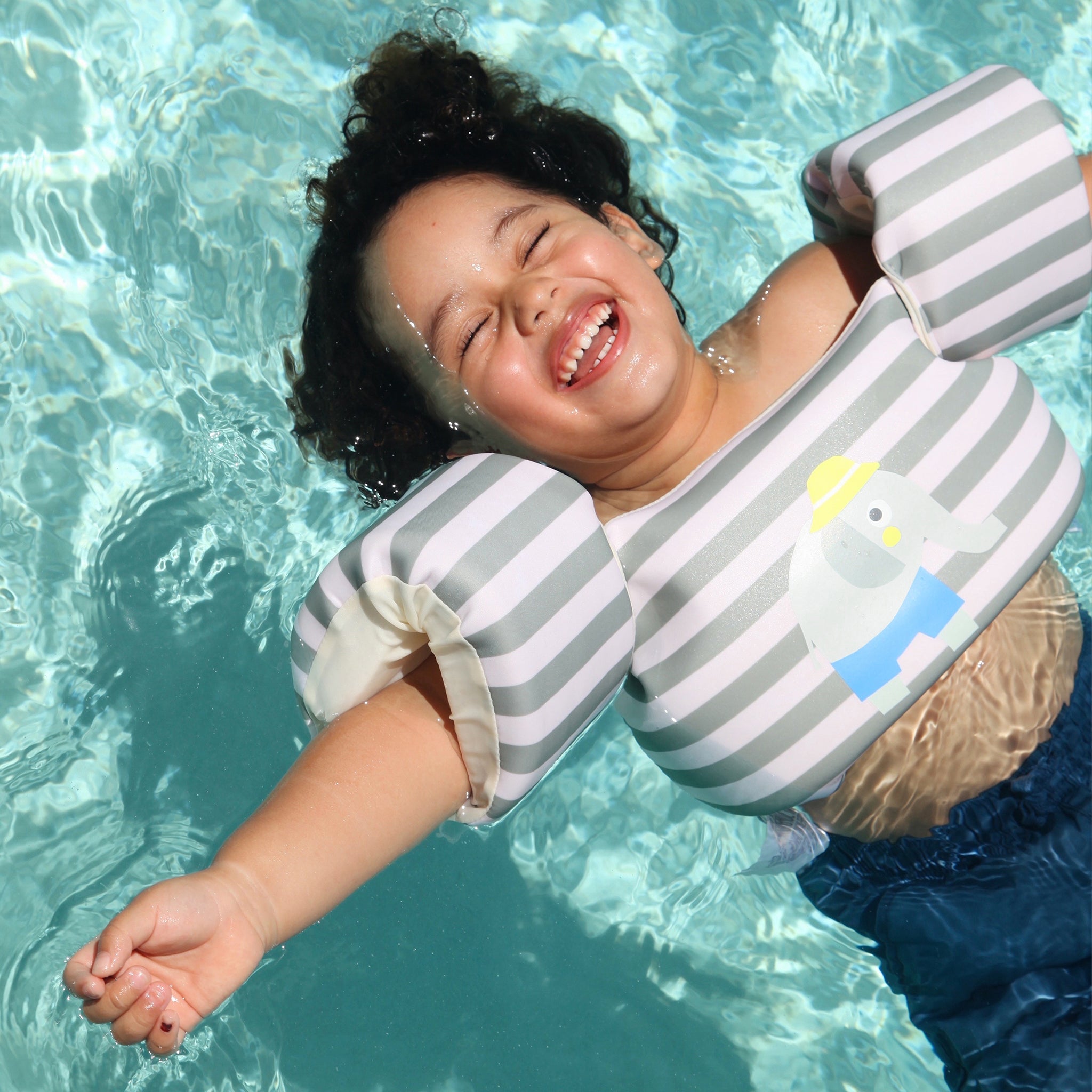 Floatie Jacket 3-6 - Eli the Elephant Green Stripe