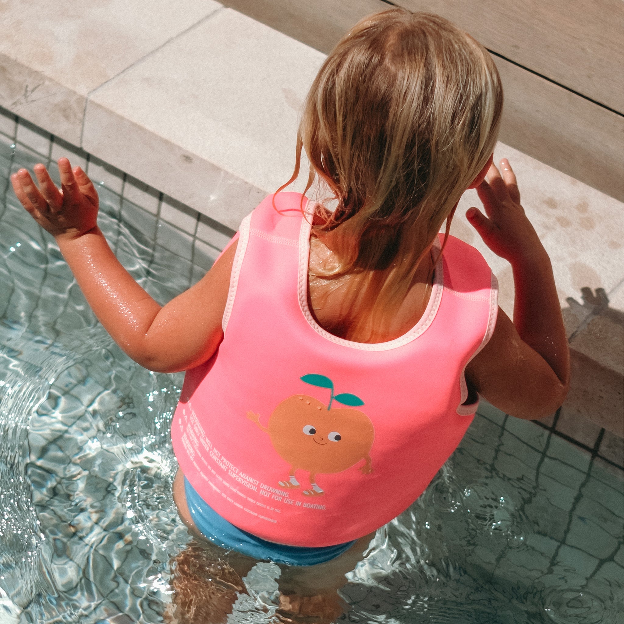 Kids Swim Vest 3-6 - Poppy the Peach Neon Pink