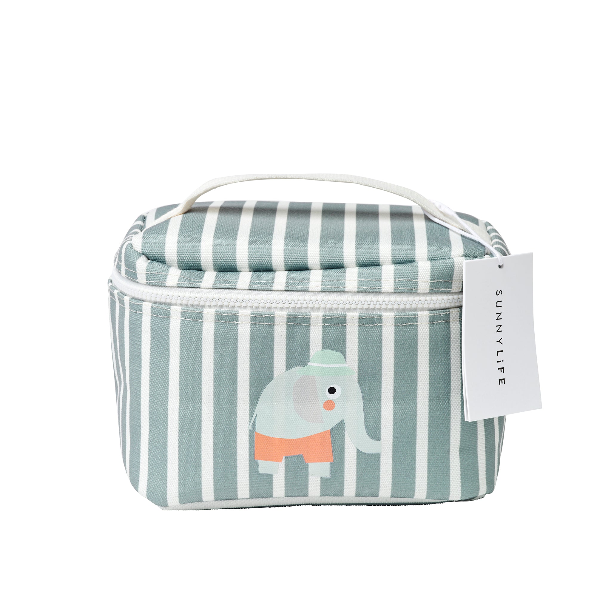 Kids Lunch Bag - Eli the Elephant Green Stripe