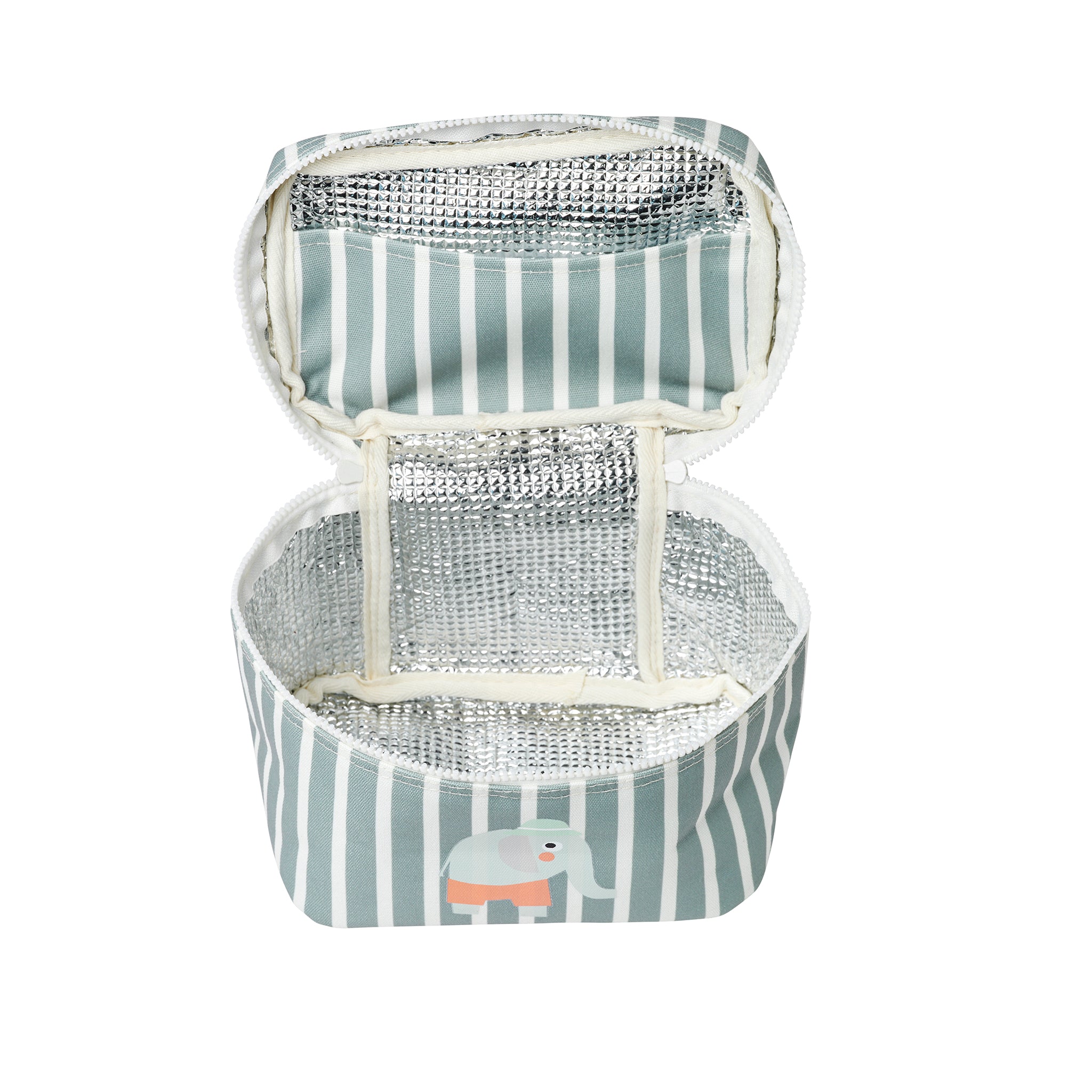 Kids Lunch Bag - Eli the Elephant Green Stripe