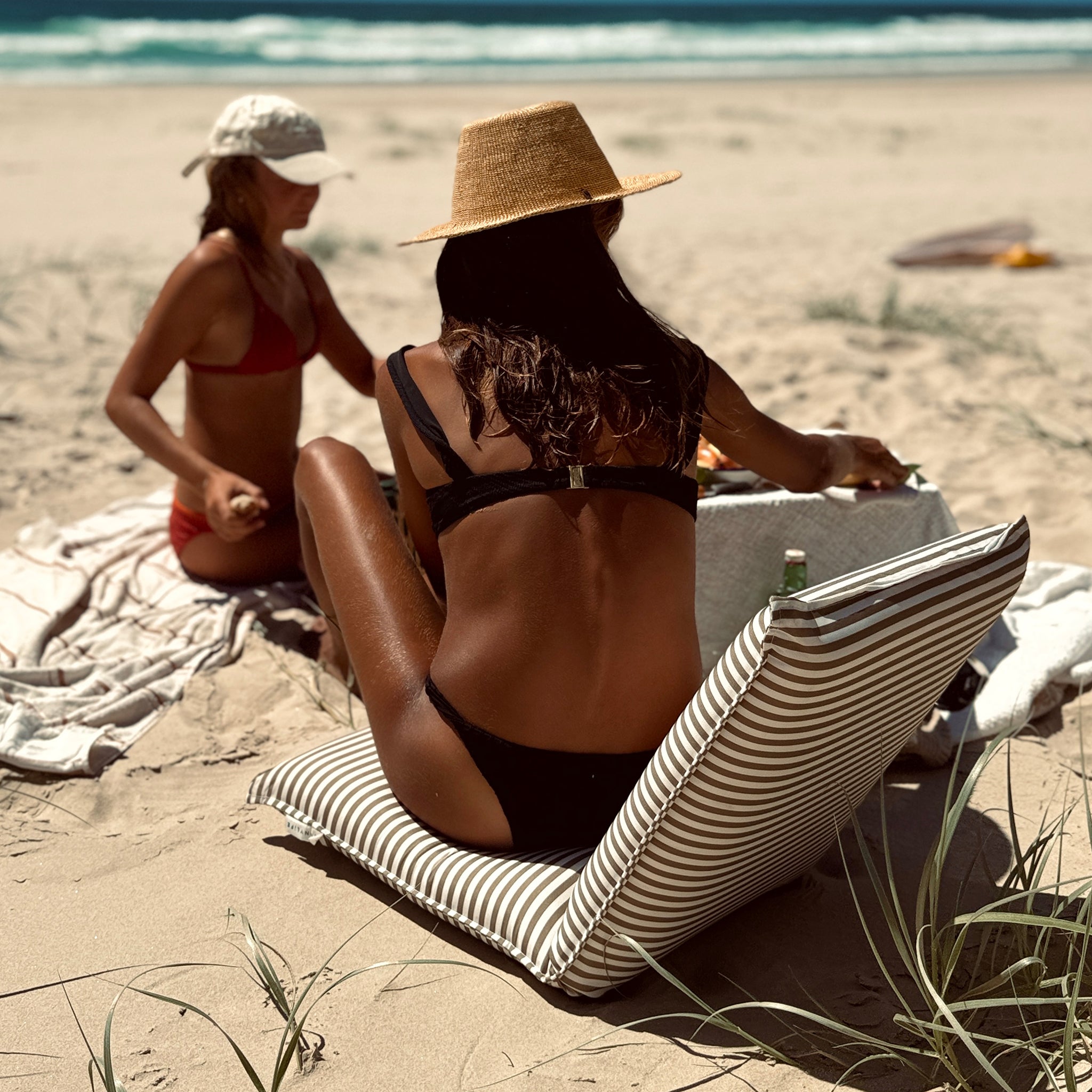 Folding Seat - The Vacay Khaki Stripe