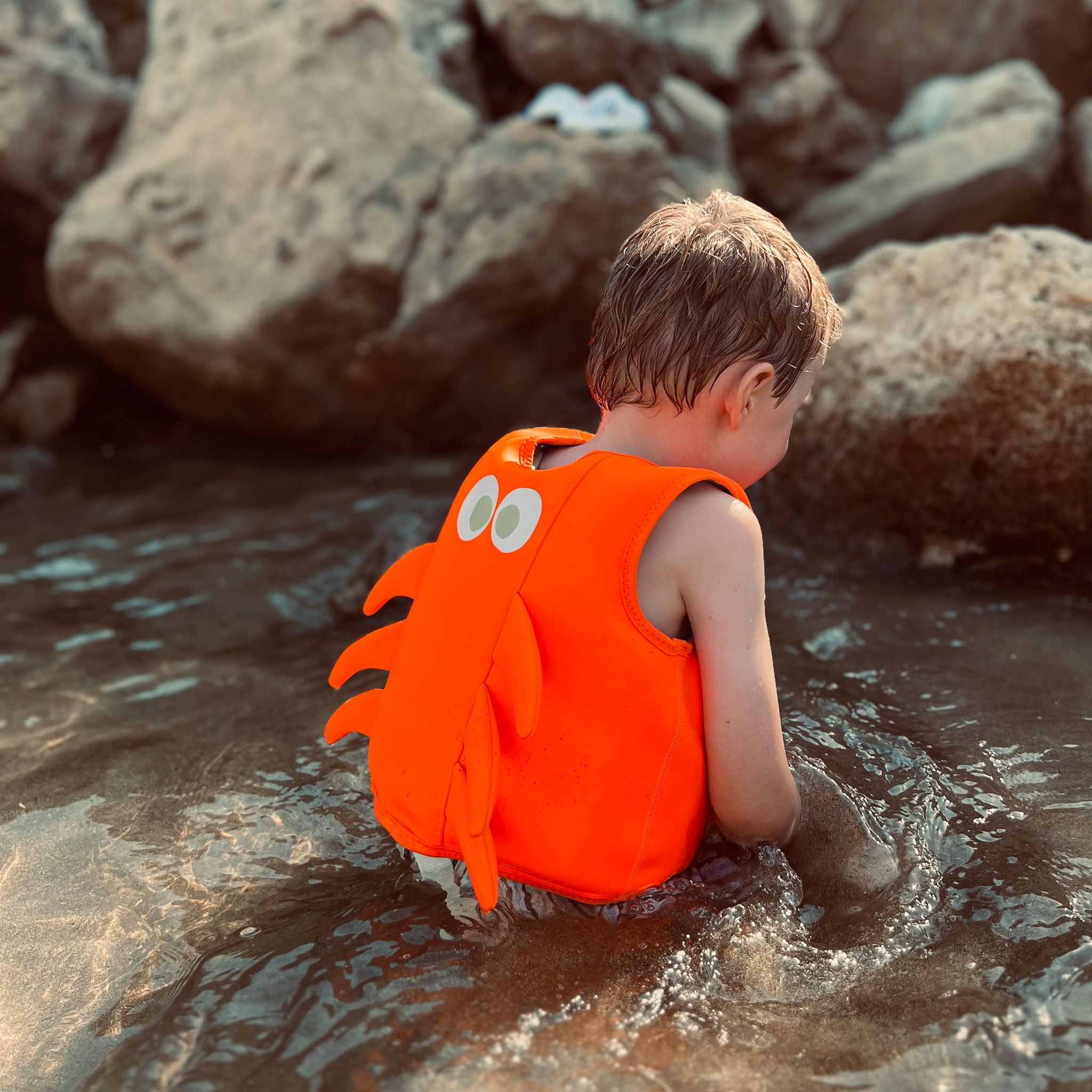 Kid's Swim Vest 2-3 EU  Sonny the Sea Creature Neon Orange