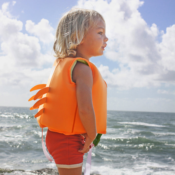 Gilet de bain 1-2 EU | Sonny la créature de la mer orange fluo