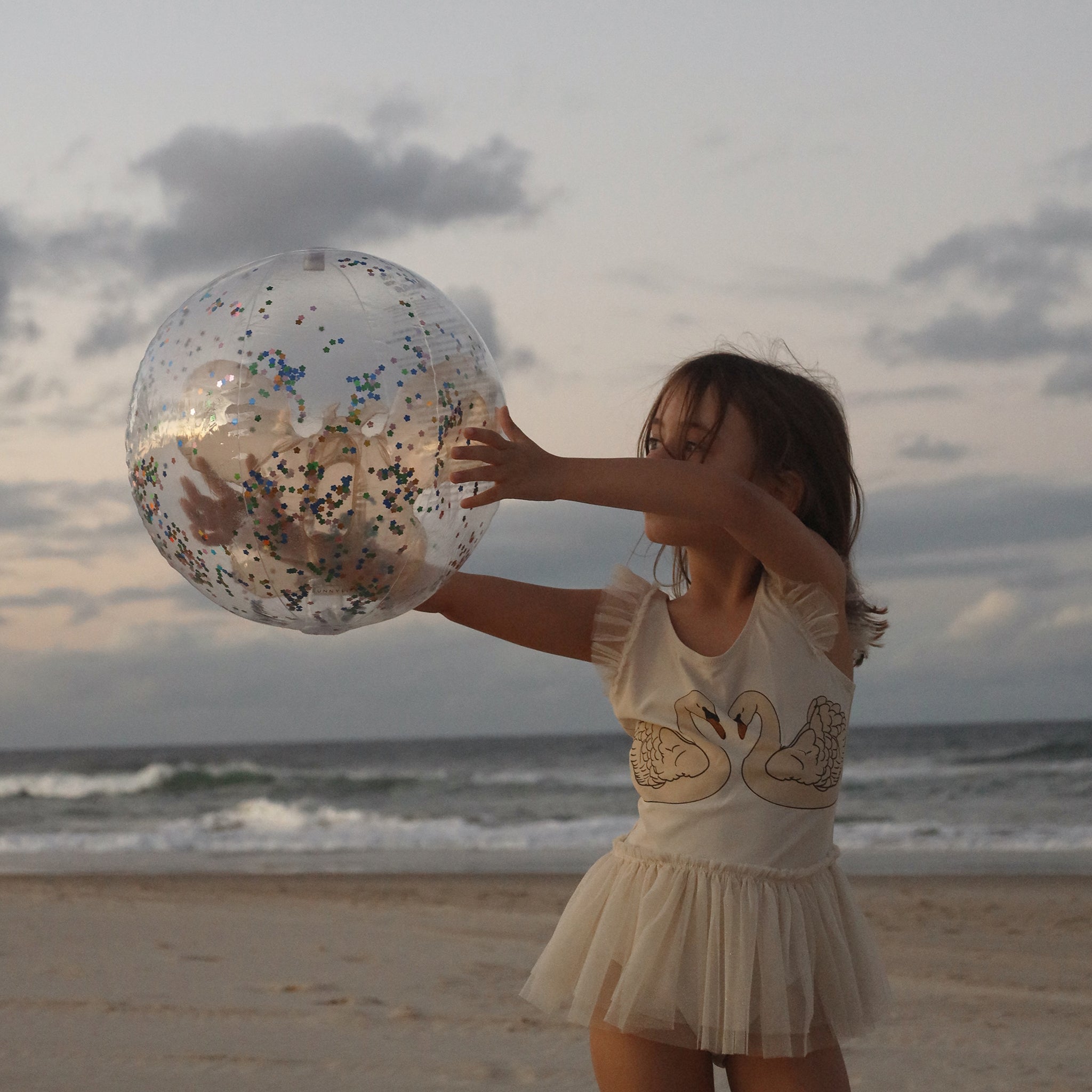 3D Inflatable Beach Ball | Cotton Candy Glitter