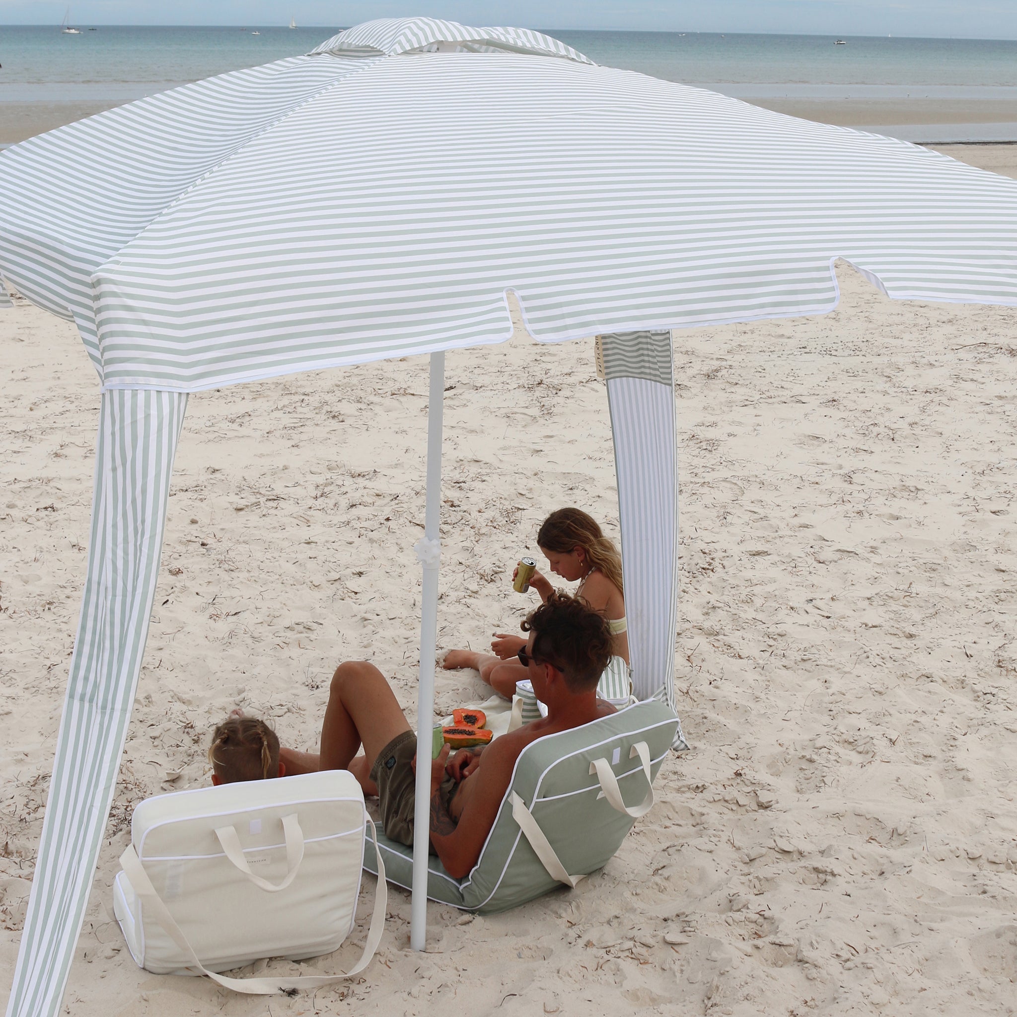 Beach Cabana - Sea Sage Stripe