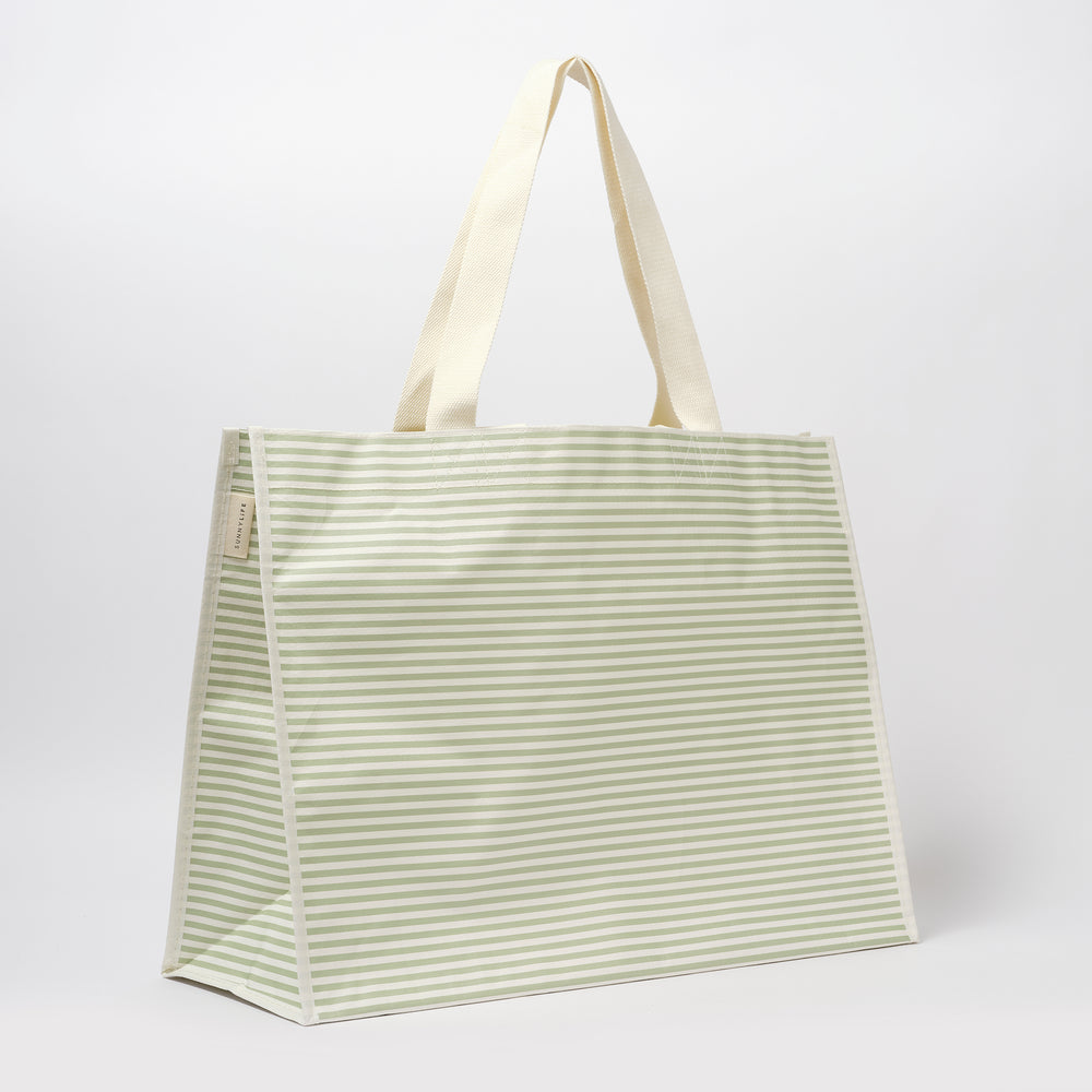 Carryall Beach Bag | La Palma Sage Stipe