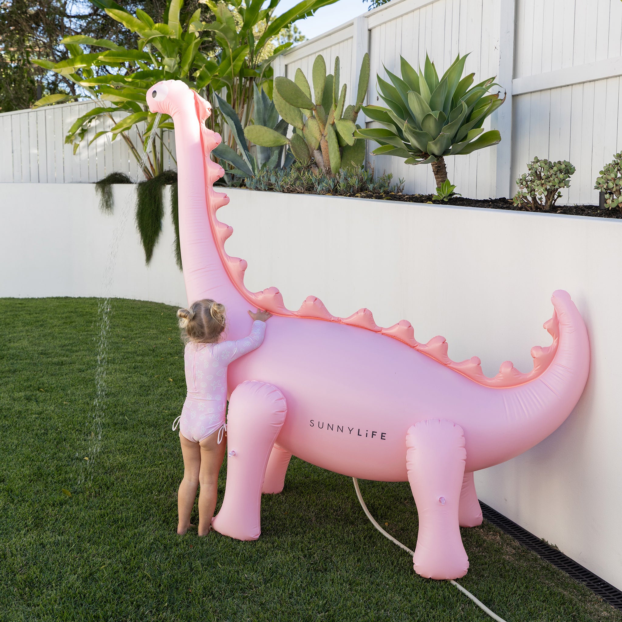 Inflatable Giant Dino Sprinkler - Into the Wild Pink