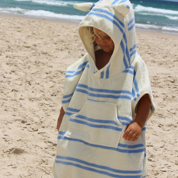 Beach Poncho | Sid the Seagull Blue Stripe