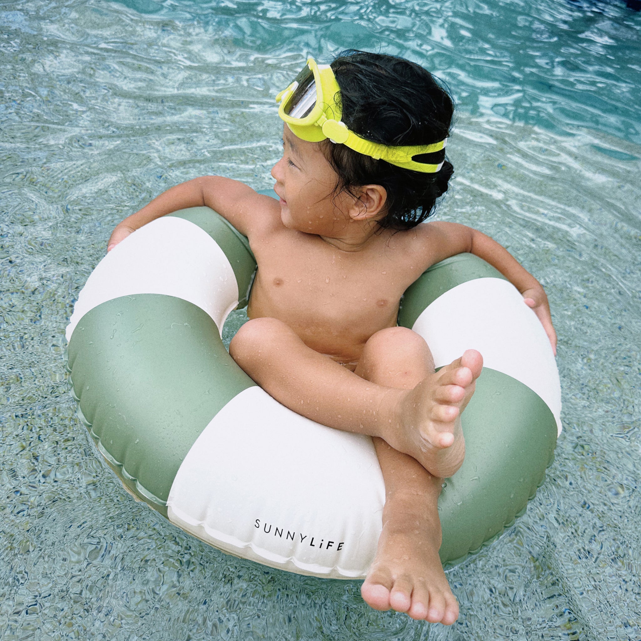 Mini Tube Pool Ring - Olive Stripe