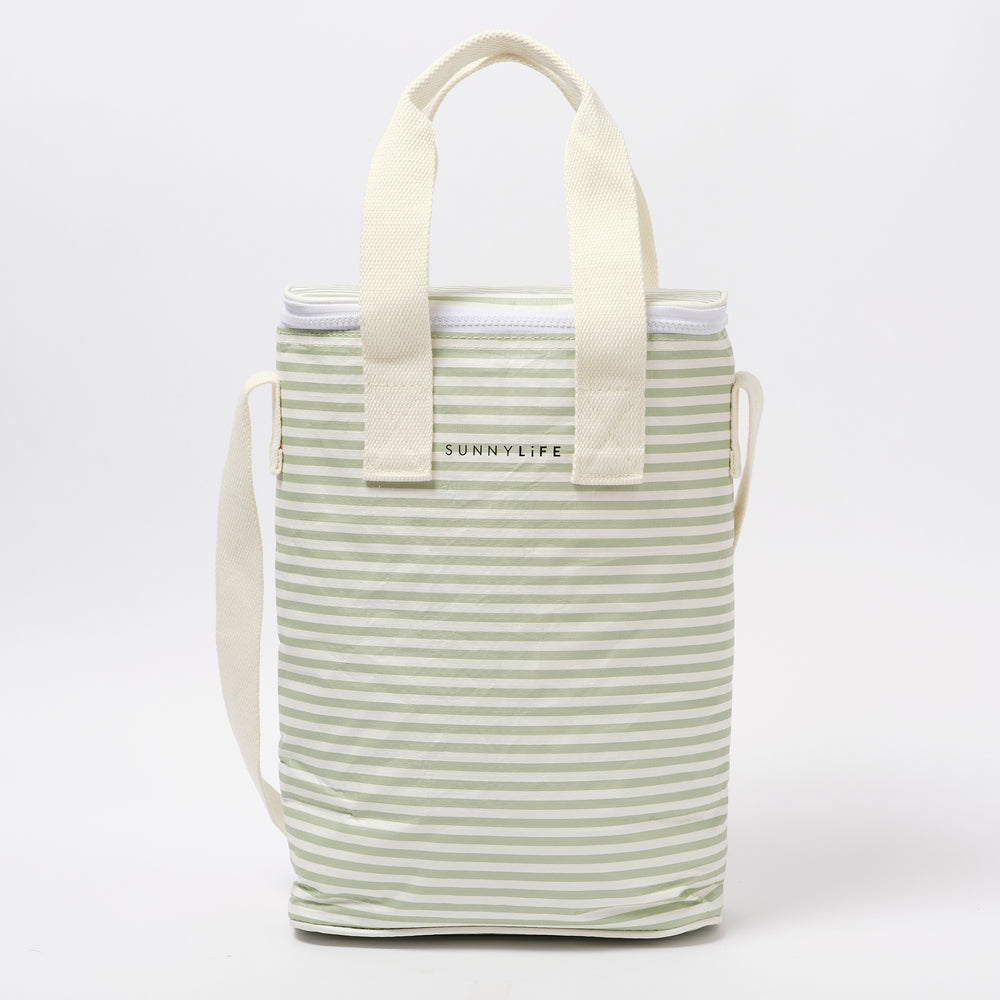 Light Cooler Drinks Bag | La Palma Sage Stripe