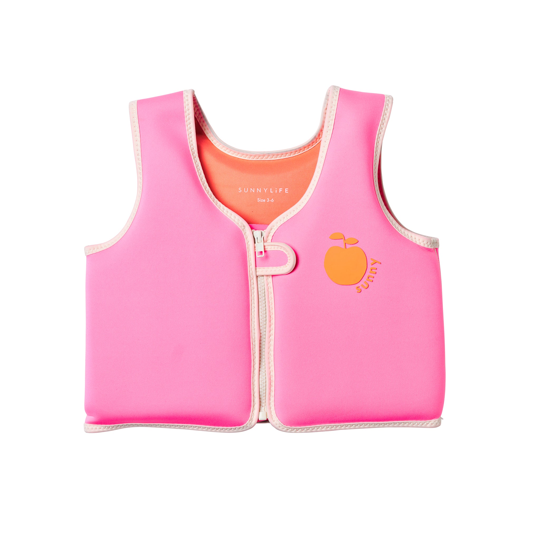 Kids Swim Vest 3-6 - Poppy the Peach Neon Pink