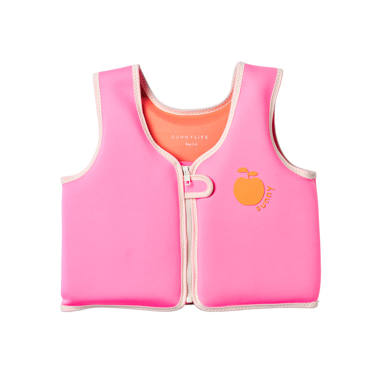 Kids Swim Vest 3-6 - Poppy the Peach Neon Pink