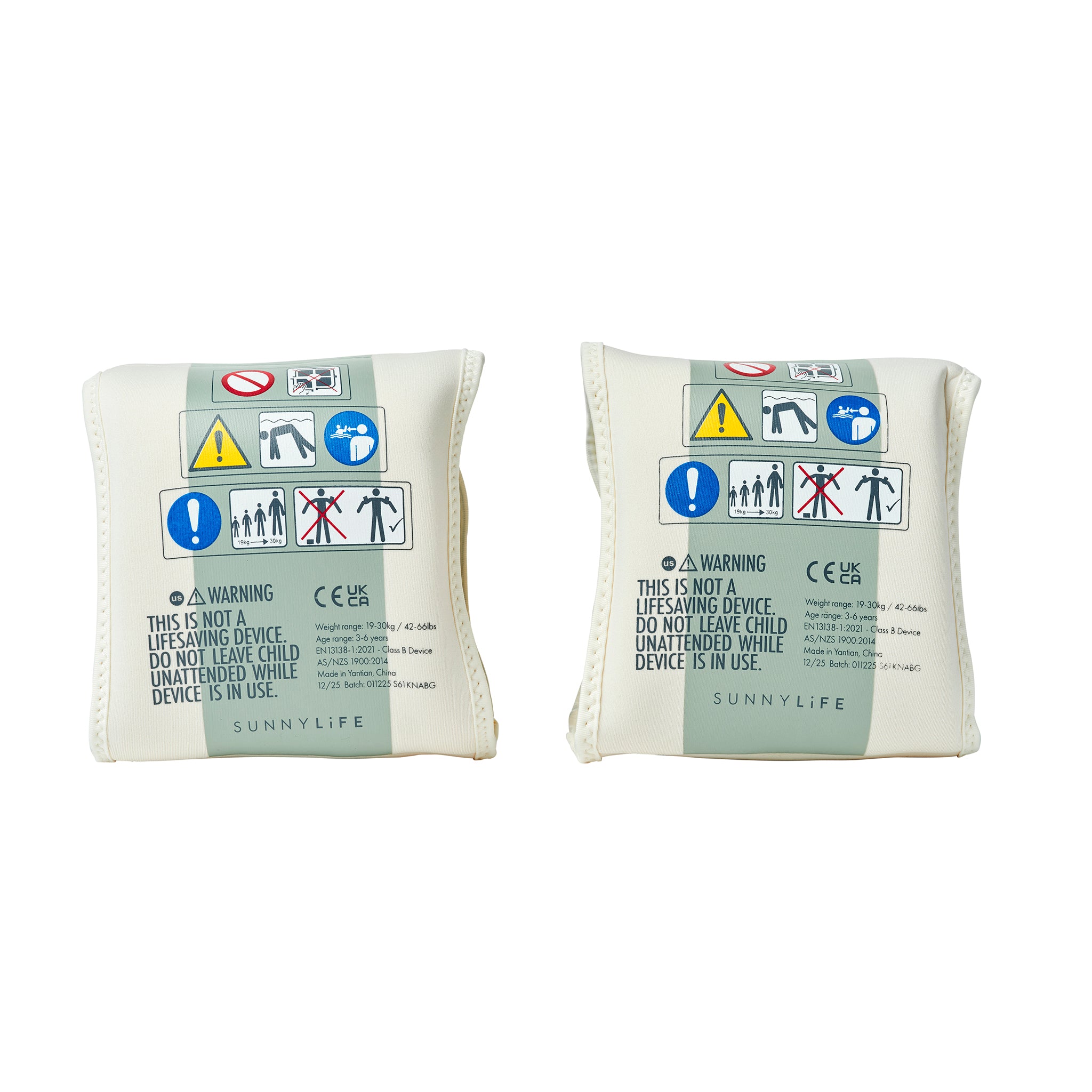 Kids Neoprene Arm Bands - Eli the Elephant Green Stripe