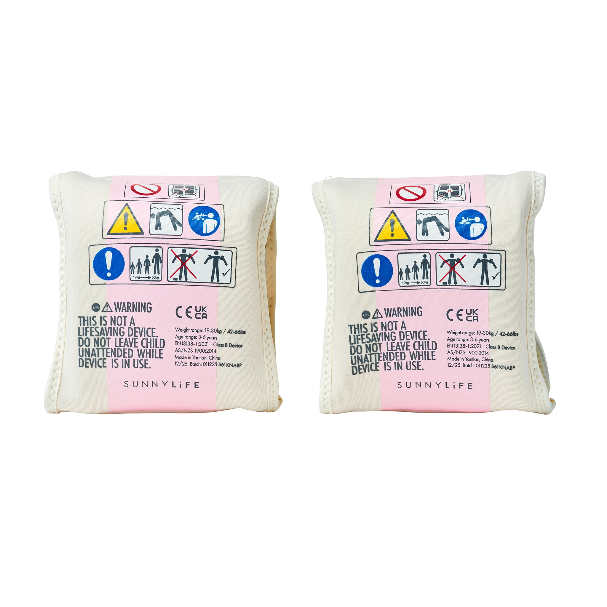 Kids Neoprene Arm Bands - Poppy the Peach Pink Stripe