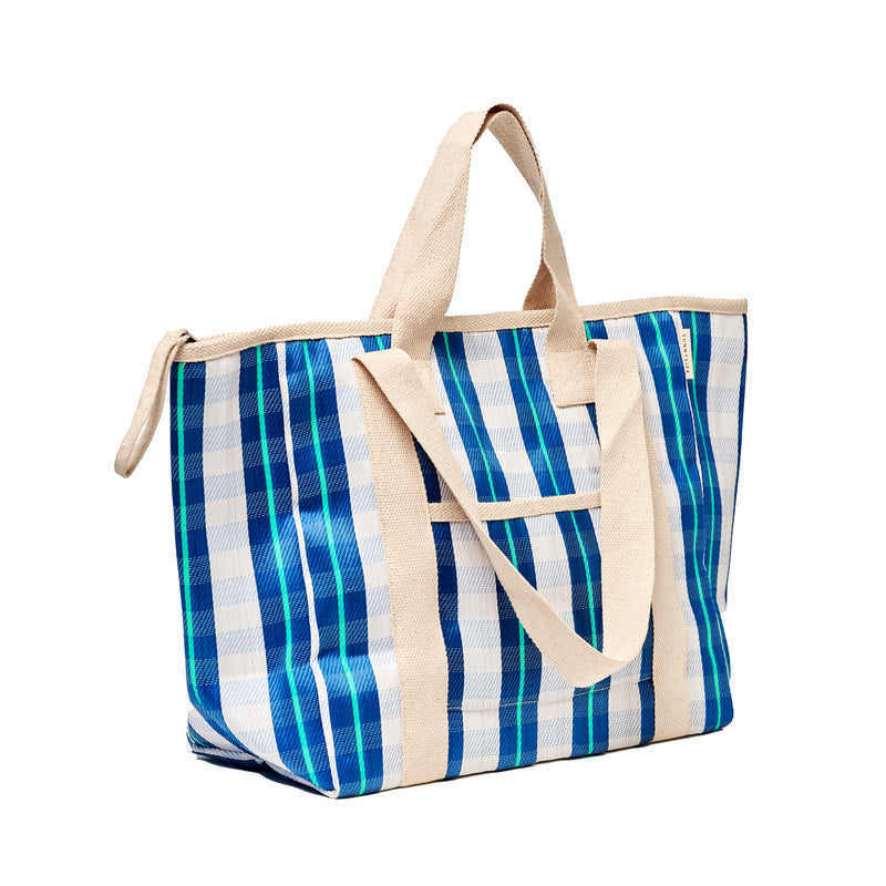 Recycled Nylon Cooler Tote - La Mer Blue Neon