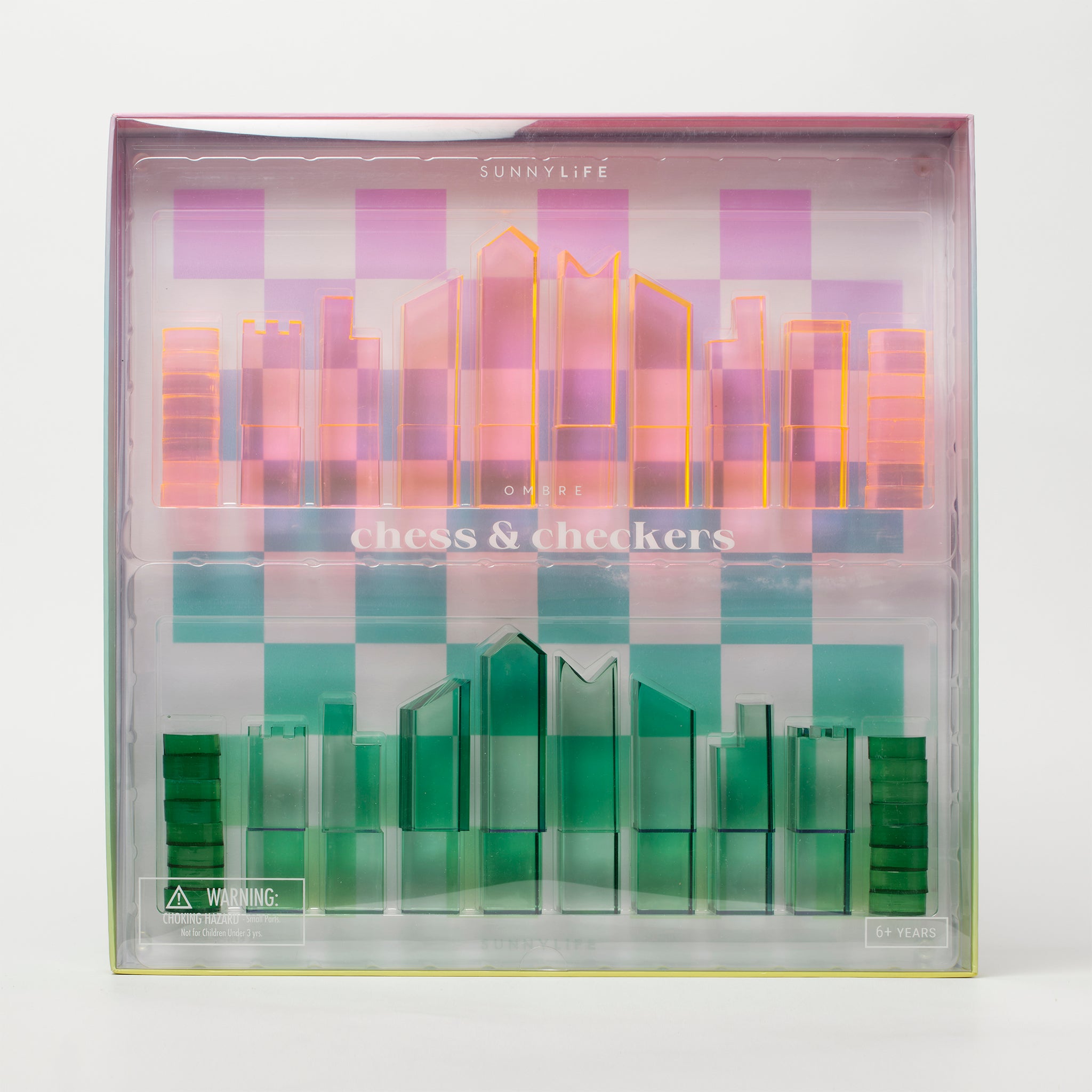 Lucite Chess & Checkers | Ombre Sherbert