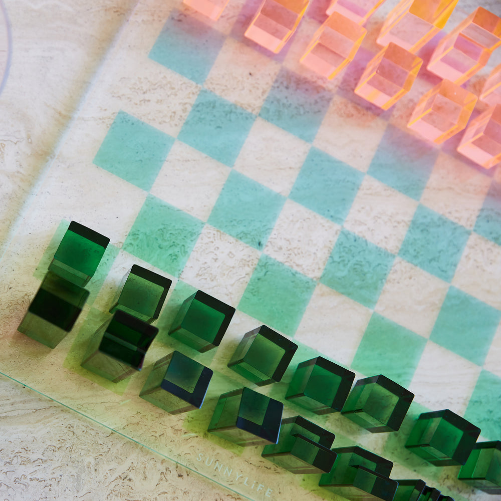 Lucite Chess & Checkers | Ombre Sherbert