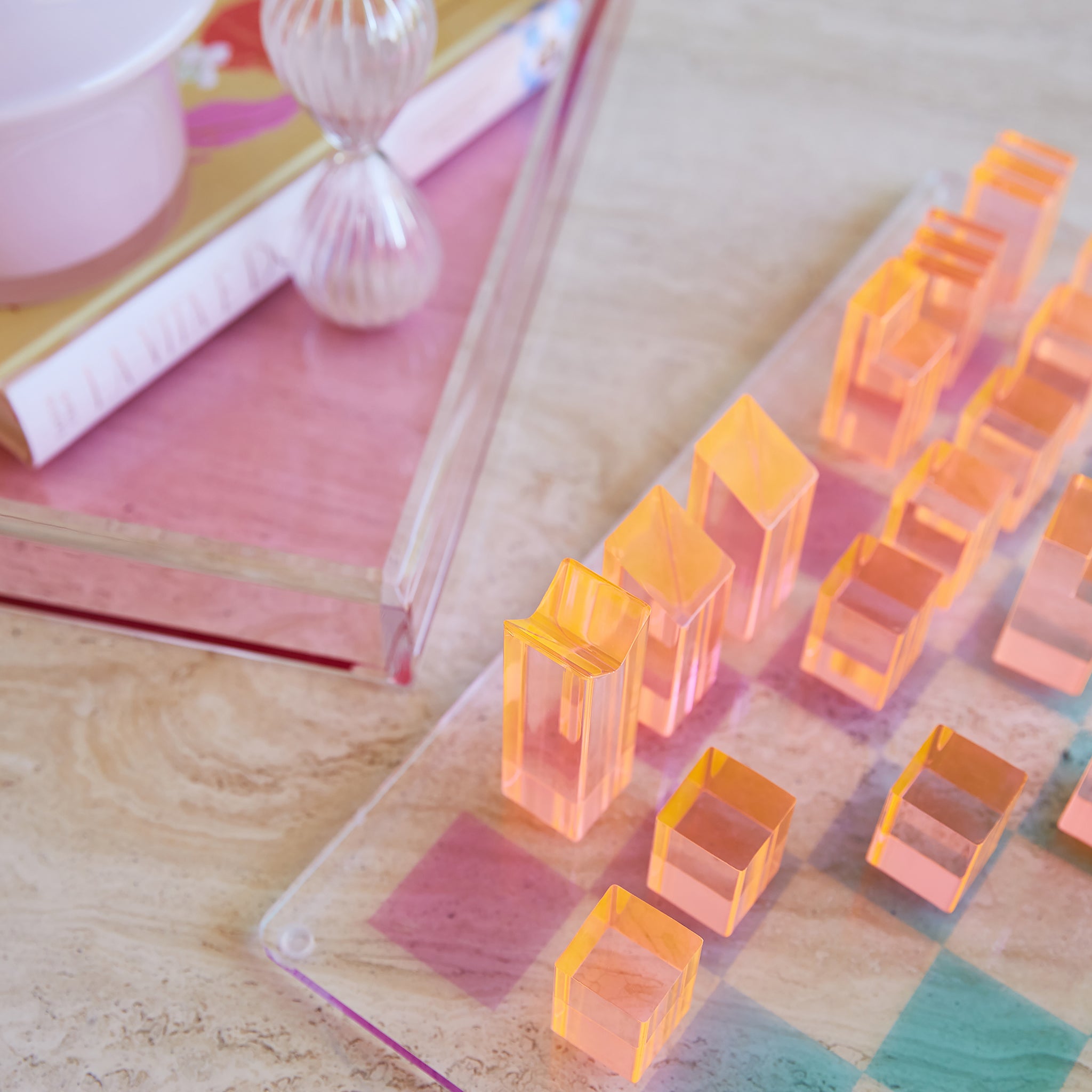 Lucite Chess & Checkers | Ombre Sherbert
