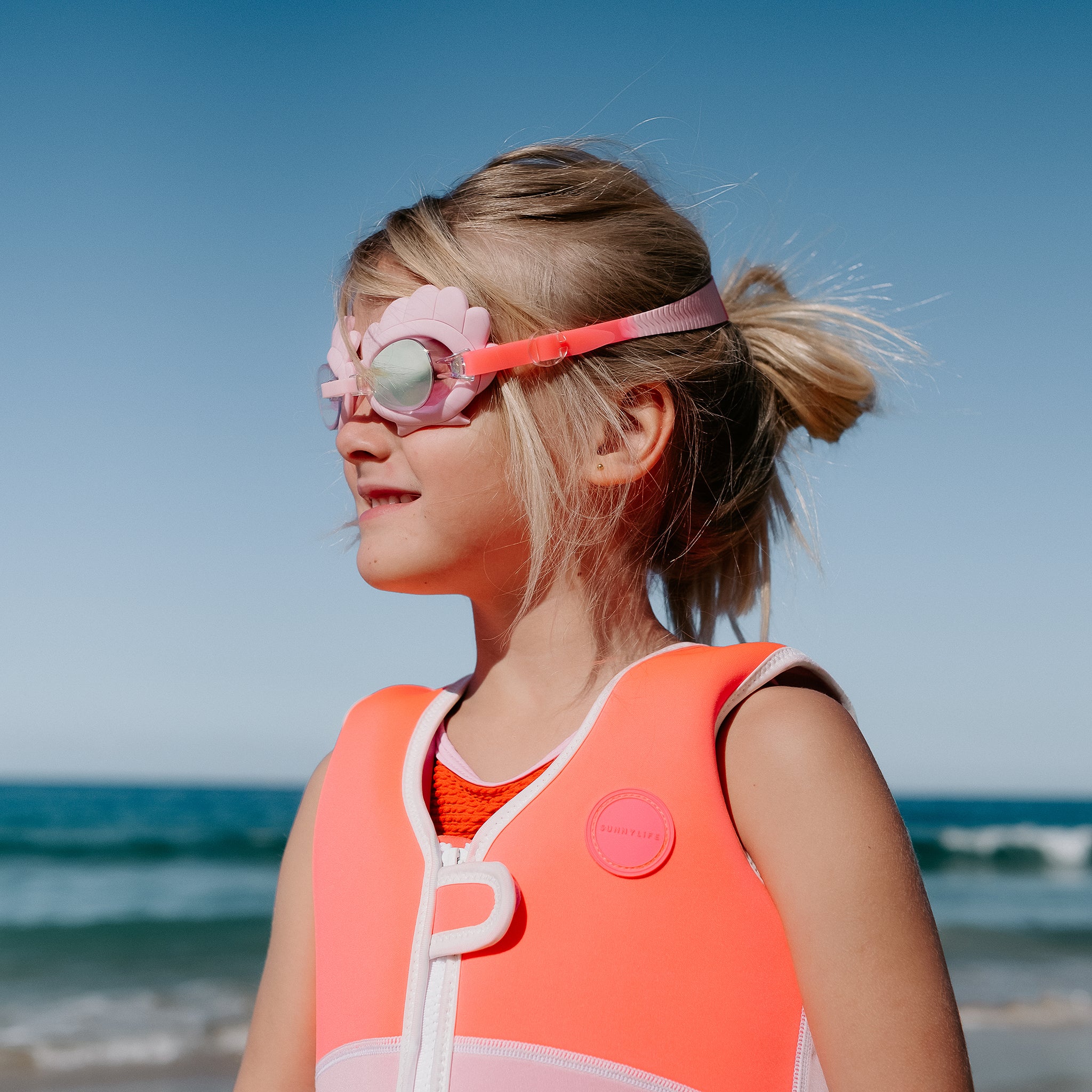 Mini Swim Goggles | Melody the Mermaid Neon Strawberry