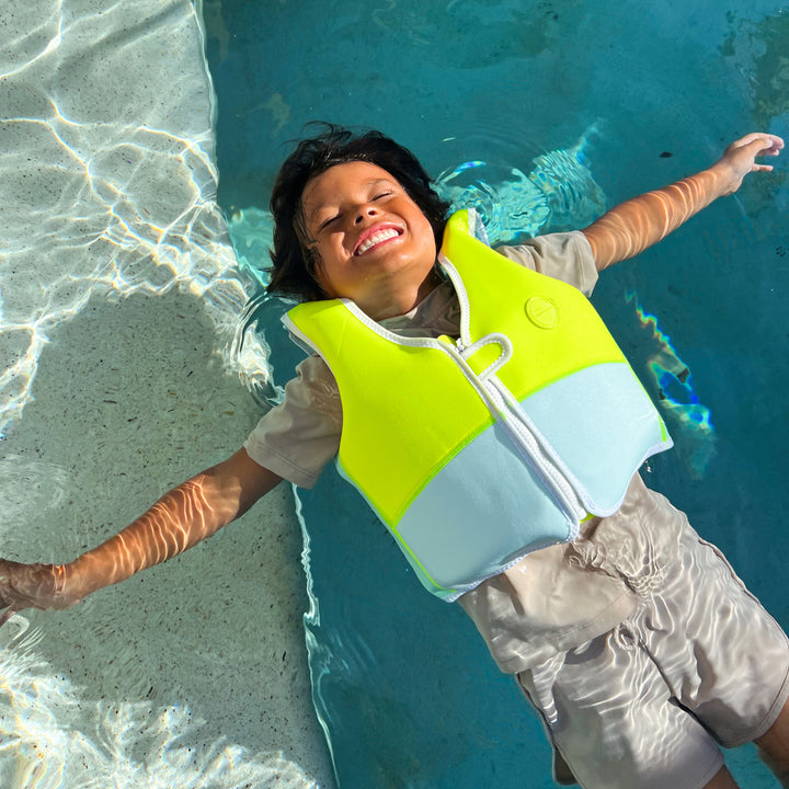 Swim Vest 3-6 | Salty the Shark Aqua Neon Yellow