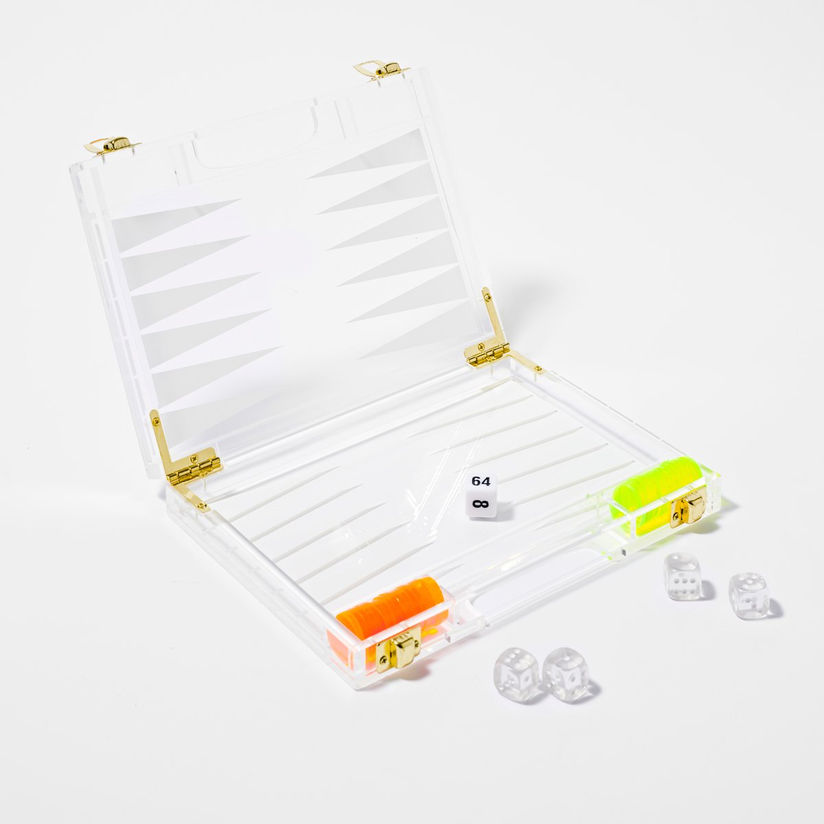 Mini Lucite Backgammon | Limitierte Neon-Edition