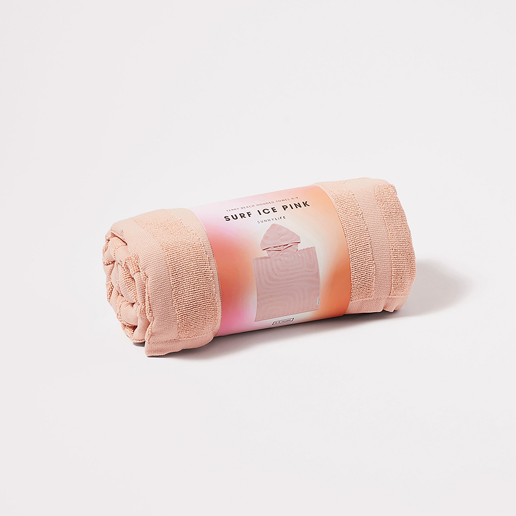 Terry Beach Hooded Towel 6-9 | Surf- Ice Pink