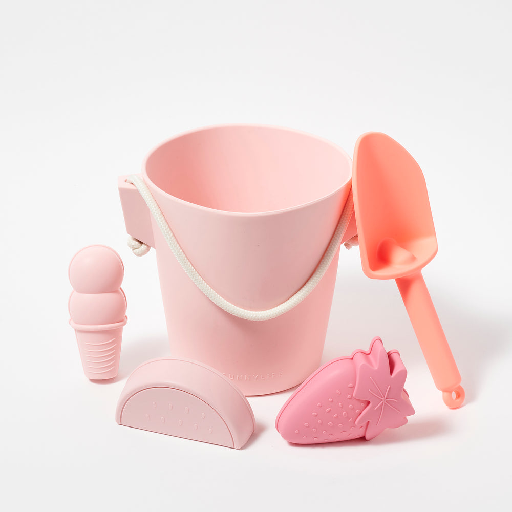 Ensemble seau et pelle en silicone | Rose