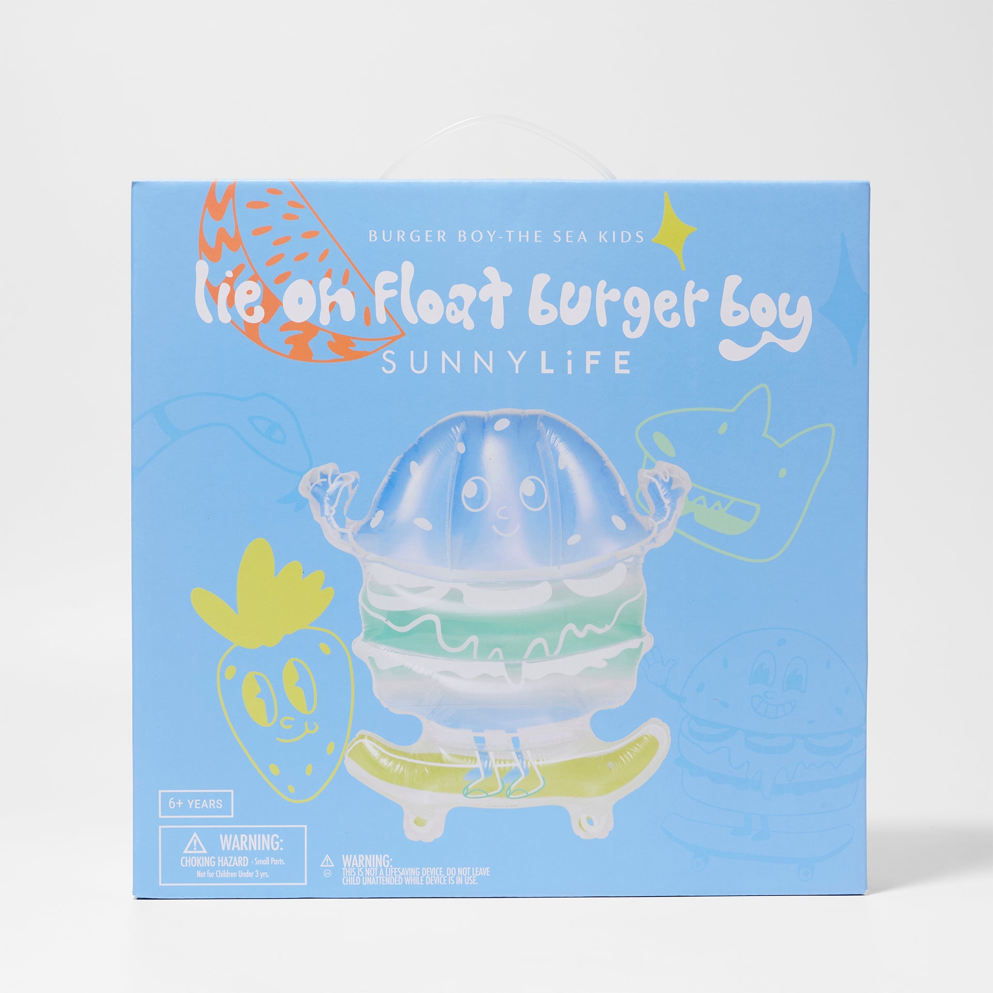 Kids Lie-On Float Burger Boy | The Sea Kids Blue-Lime