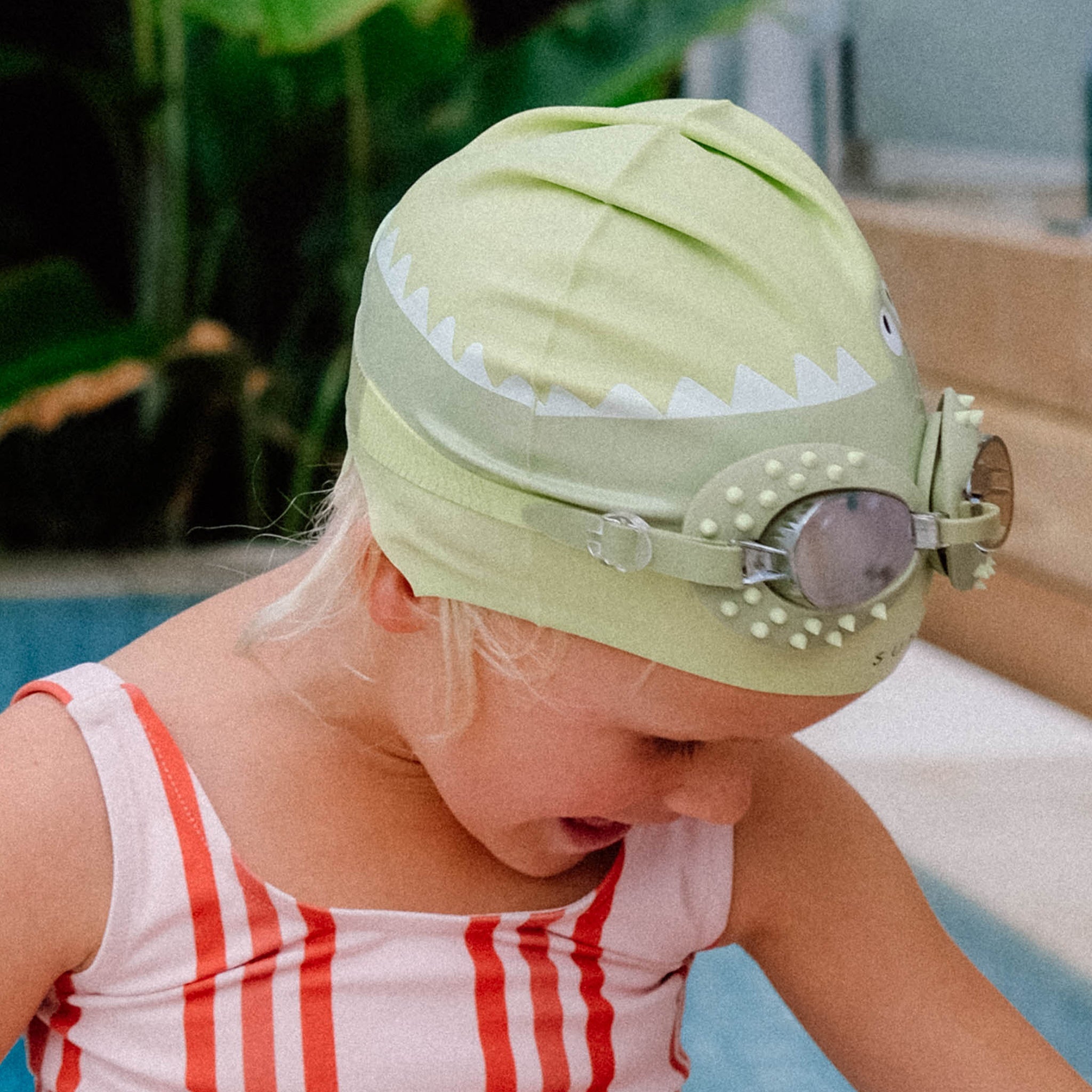Kids Swimming Cap | Cookie the Croc Light Khaki