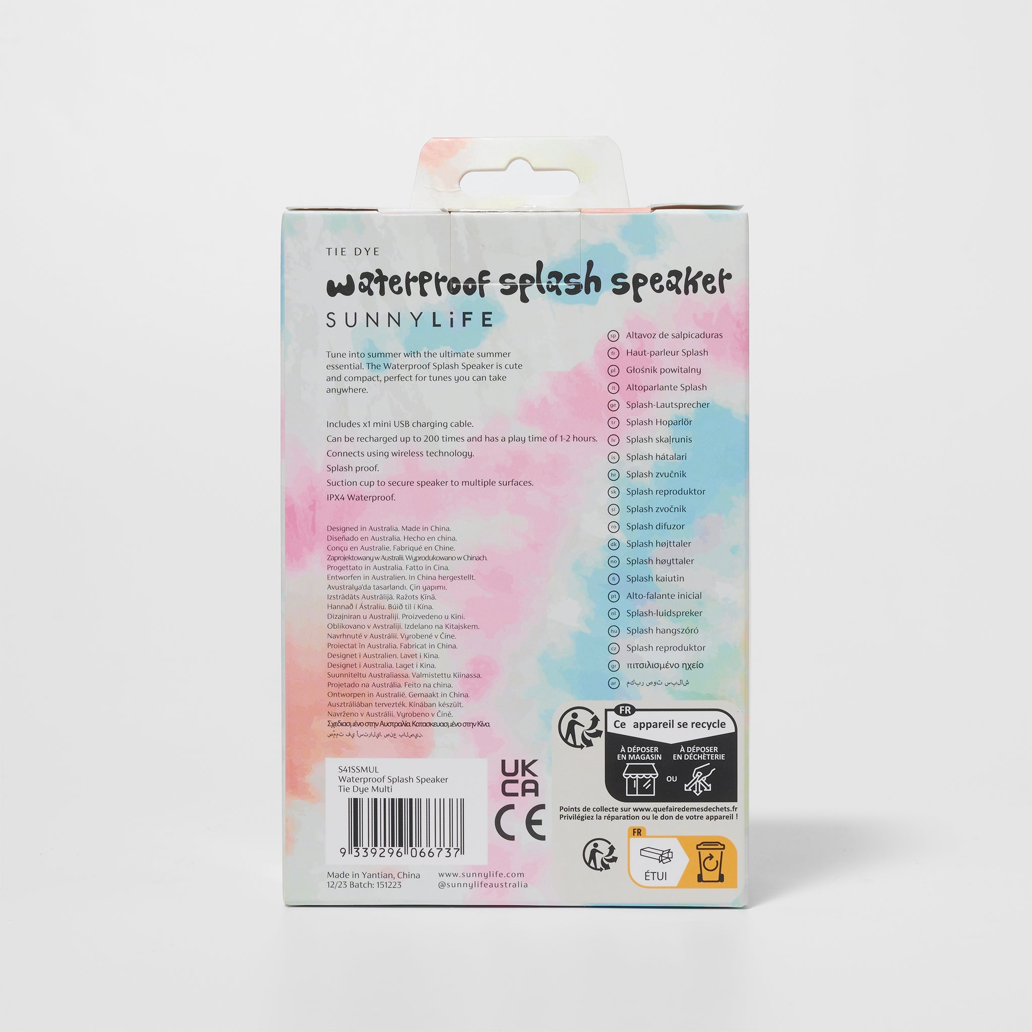Waterproof Splash Speaker | Tie Dye Multi